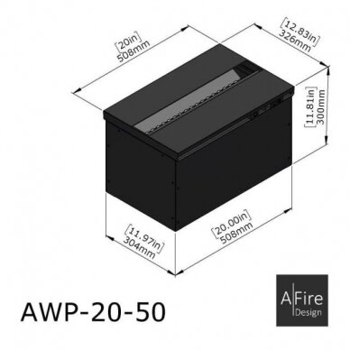 AFIRE PREMIUM AWP-20-50 įmontuojamas elektrinis vandens garų židinys 11