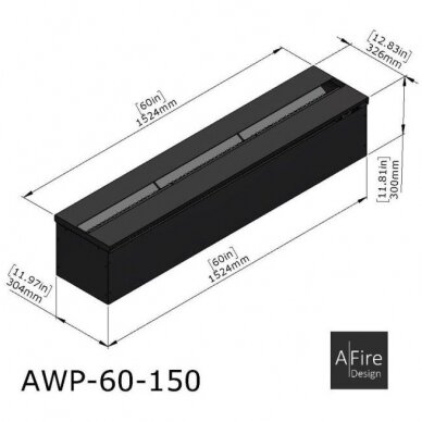 AFIRE PREMIUM AWP-60-150 įmontuojamas elektrinis vandens garų židinys 10