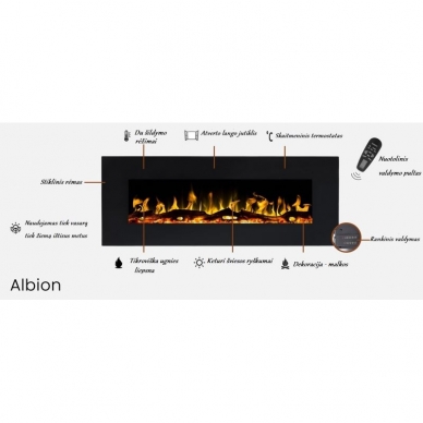 AFLAMO ALBION 33 SILVER electric fireplace wall-mounted 3