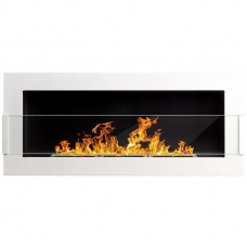 BIOHEAT 900x400 TUV WHITE LESS GLASS bioethanol fireplace wall-mounted-insert