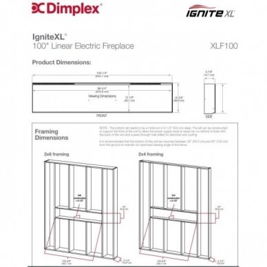 DIMPLEX IGNITE XL 100" ECO LED pakabinamas-įmontuojamas elektrinis židinys 3