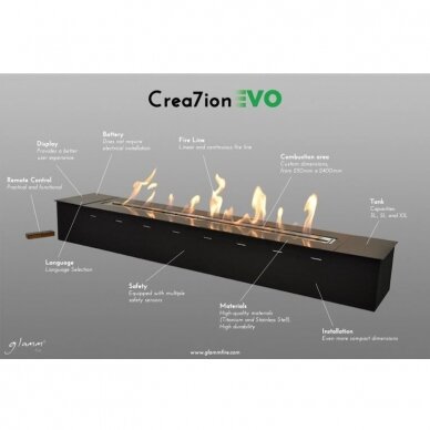GlammFire Crea7ion EVOPlus 1200 FIRE LINE automatic bioethanol fireplace burner 1