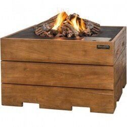HAPPY COCOONING SQUARE TEAK BLACK outdoor gas fireplace 1