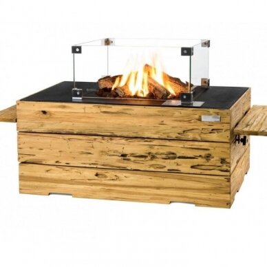 HAPPY COCOONING RECTANGULAR DRIFTWOOD BLACK outdoor gas fireplace