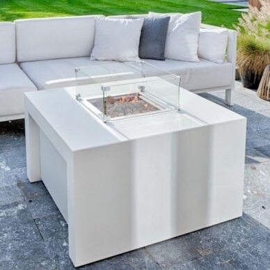 HAPPY COCOONING SQUARE WHITE outdoor gas fireplace 1