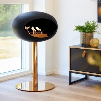 LE FEU BLACK GROUND STEEL LOW 50 ROSE GOLD free standing biofireplace 1