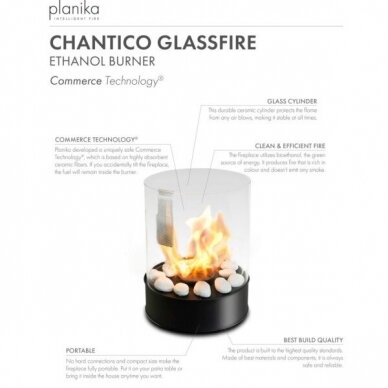 PLANIKA CHANTICO GLASSFIRE free standing bioethanol fireplace 2