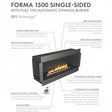 PLANIKA FORMA 1500 PRIME FIRE 1190 iebūvēts biokamīns 4