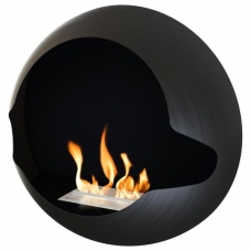 VAUNI CUPOLA BLACK bioethanol fireplace wall-mounted